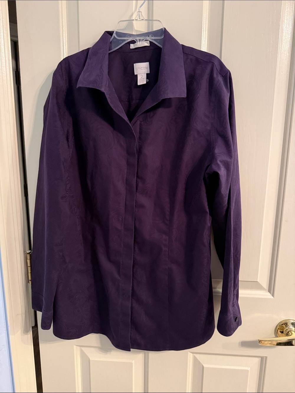 Chico's Purple Long-Sleeve Button Front Blouse size 2